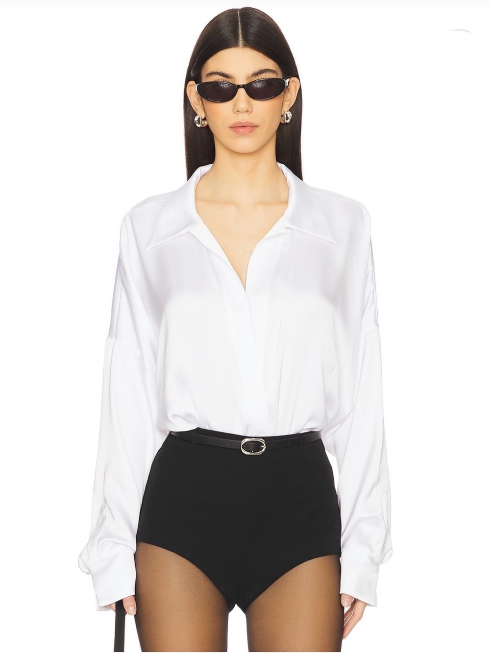Norma Kamali - Oversized Boyfriend NK Bodysuit in Snow White